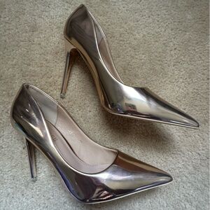 Metallic gold pointed toe heels - size 40